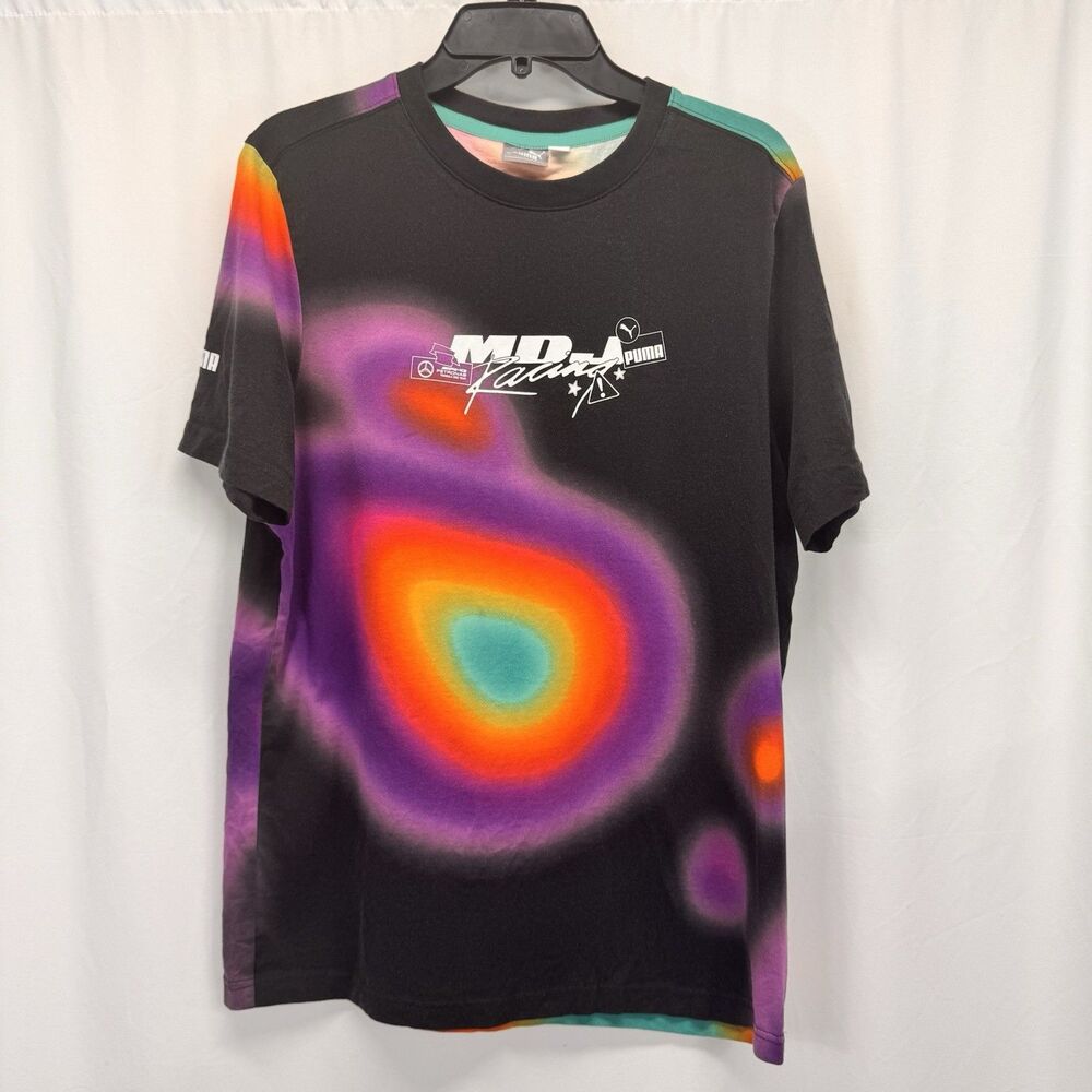 PUMA Men's Mercedes AMG Petronas F1 Team T-Shirt Large Logos Tie-Dye